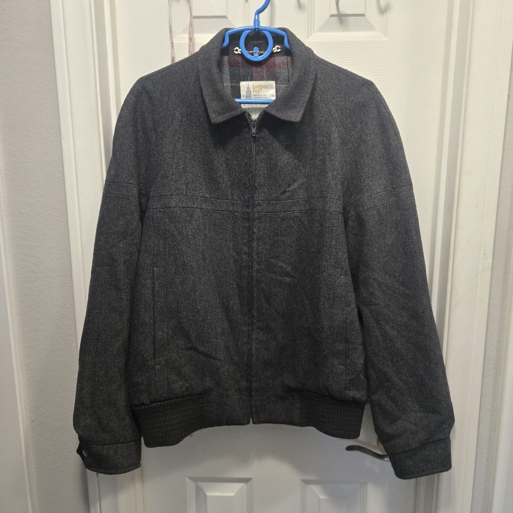 London Fog Men's Lined Full Zip Wool Bomber Jacket Size 42 L
